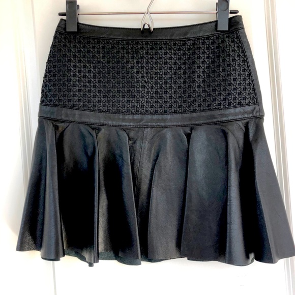 Robert Rodriguez Cane-Weave Leather Miniskirt NWOT - Picture 3 of 8
